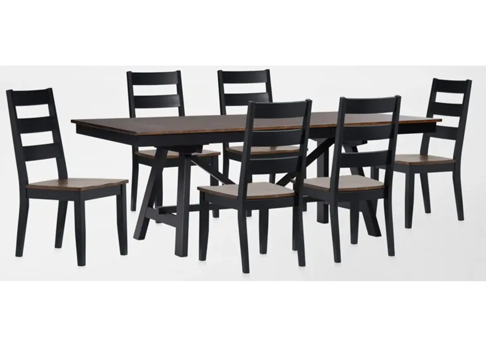 Maxwell Trestle Extendable Dining Table and 6 Chairs - Black