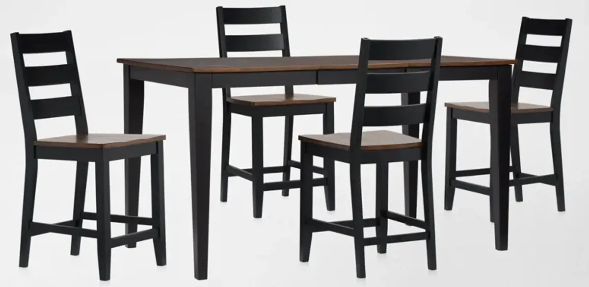 Maxwell Counter-Height Extendable Dining Table and 4 Stools - Black