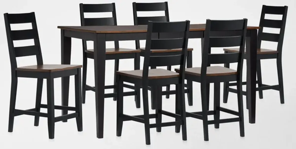 Maxwell Counter-Height Extendable Dining Table and 6 Stools - Black