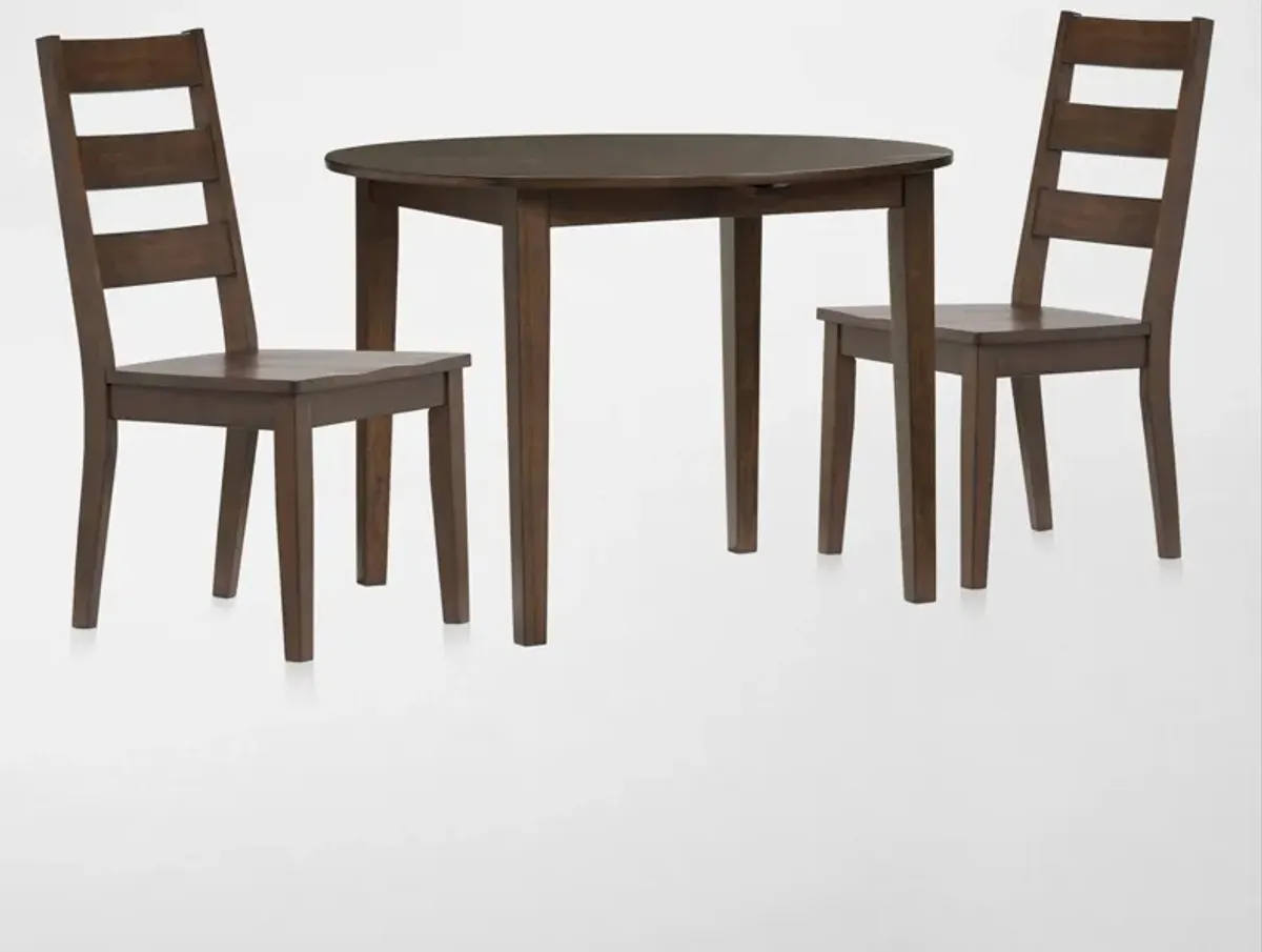 Maxwell Drop-Leaf Dining Table and 2 Chairs - Hickory