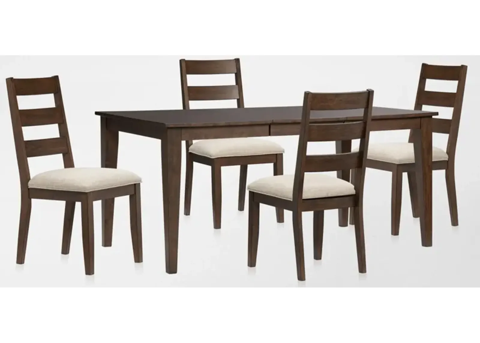 Maxwell Extendable Dining Table and 4 Upholstered Chairs - Hickory