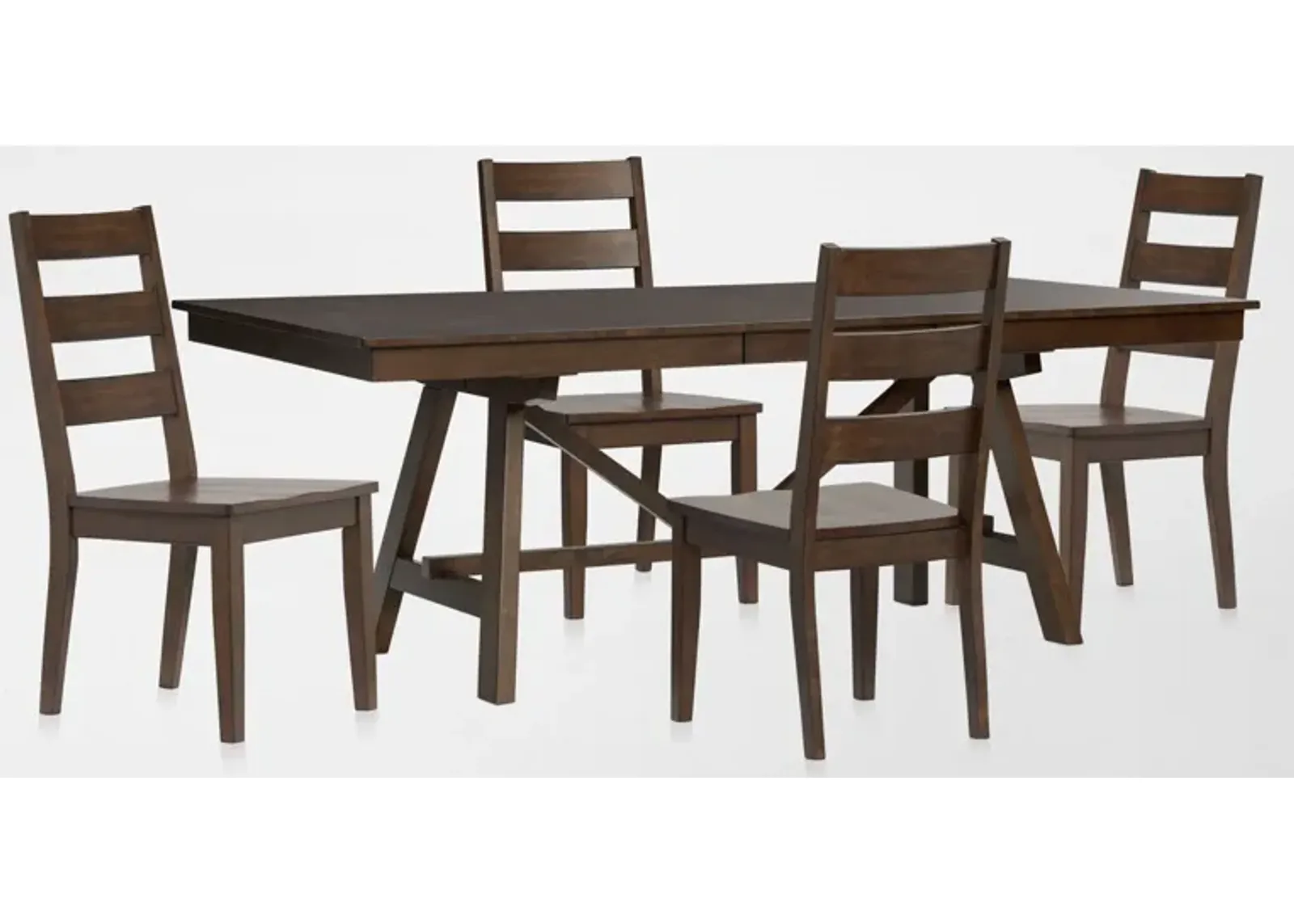 Maxwell Trestle Extendable Dining Table and 4 Chairs - Hickory