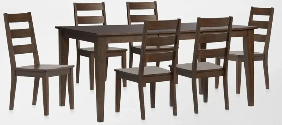 Maxwell Solid Wood Extendable Dining Table and 6 Chairs - Hickory