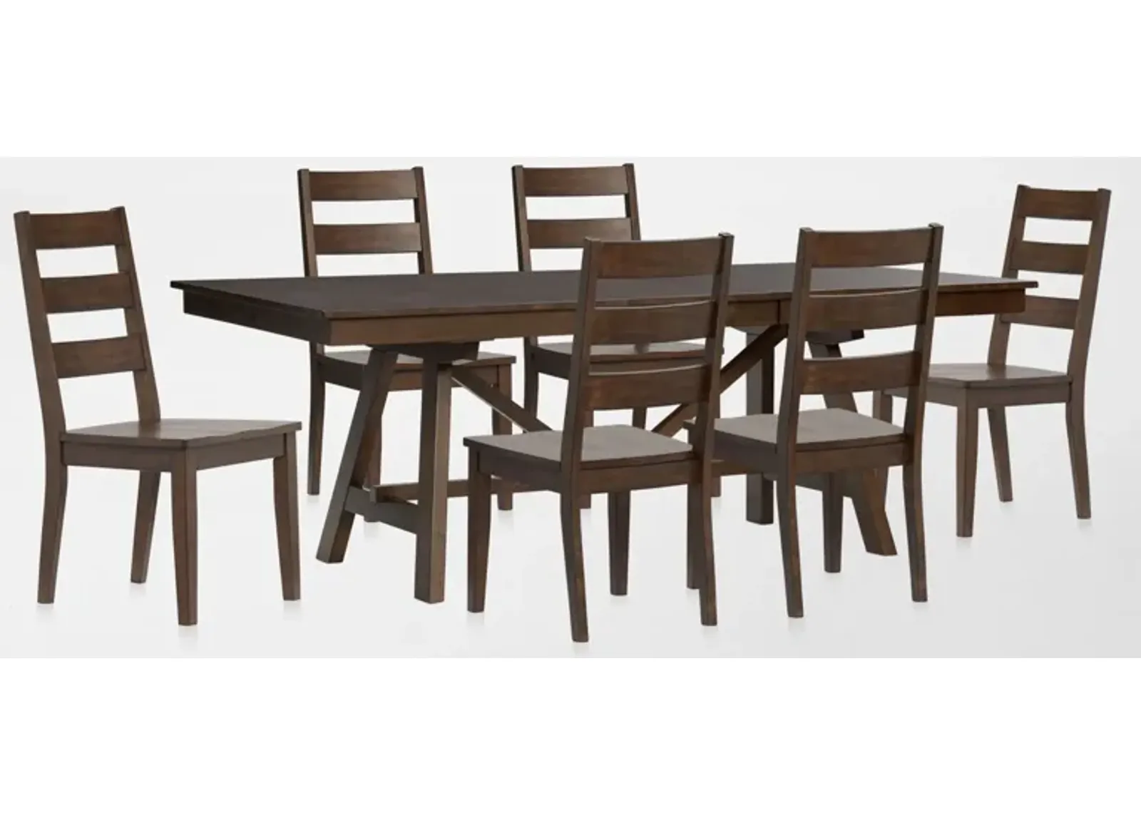 Maxwell Trestle Extendable Dining Table and 6 Chairs - Hickory