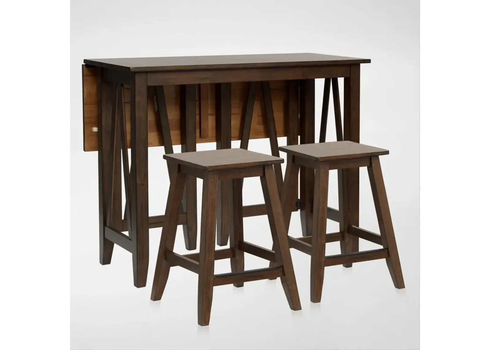 Maxwell Breakfast Bar and 2 Backless Counter Stools - Hickory