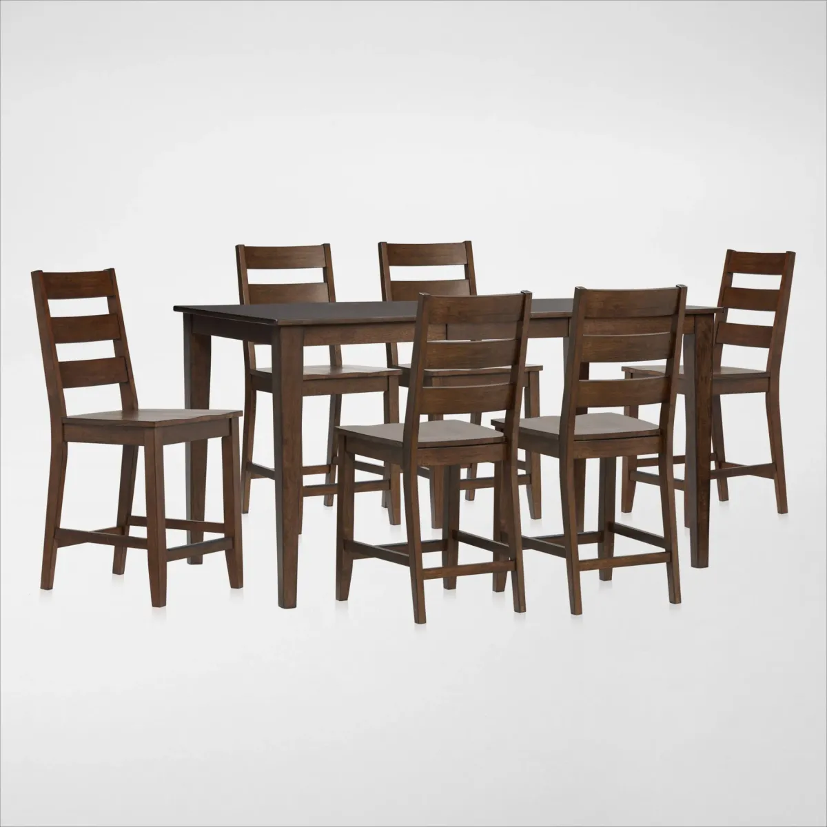 Maxwell Solid Wood Counter-Height Extendable Dining Table and 6 Stools - Hickory