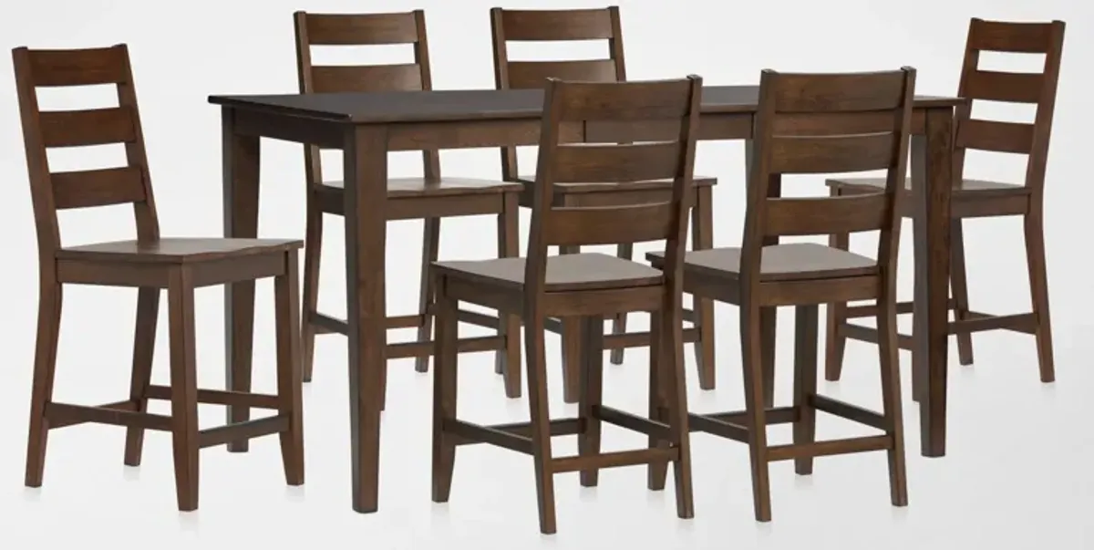 Maxwell Counter-Height Extendable Dining Table and 6 Stools - Hickory