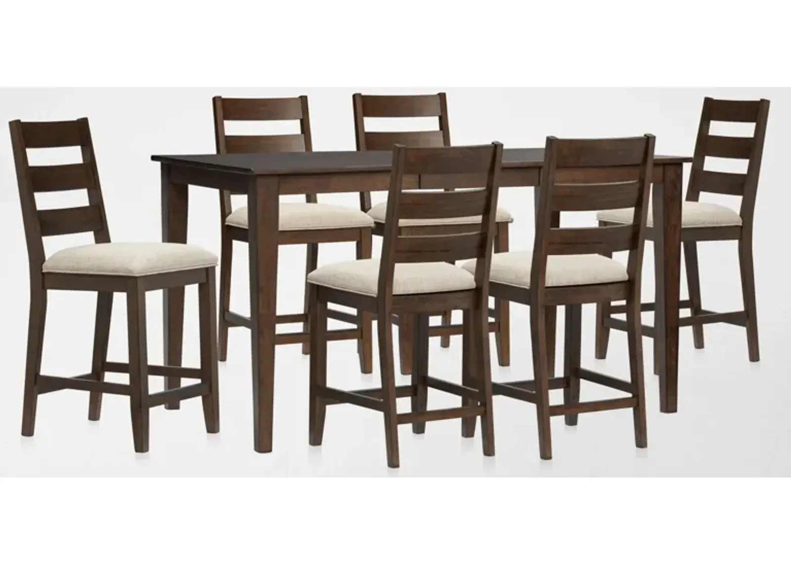 Maxwell Counter-Height Extendable Dining Table and 6 Upholstered Stools - Hickory