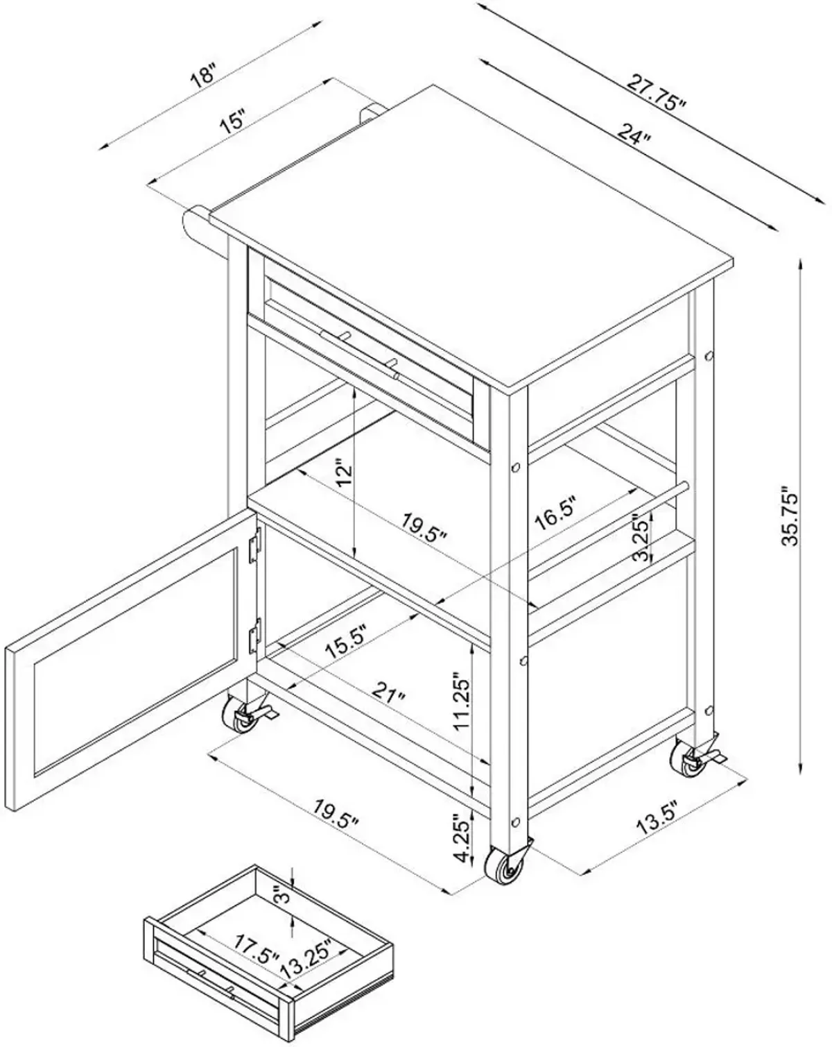 Swanson Small Kitchen Cart