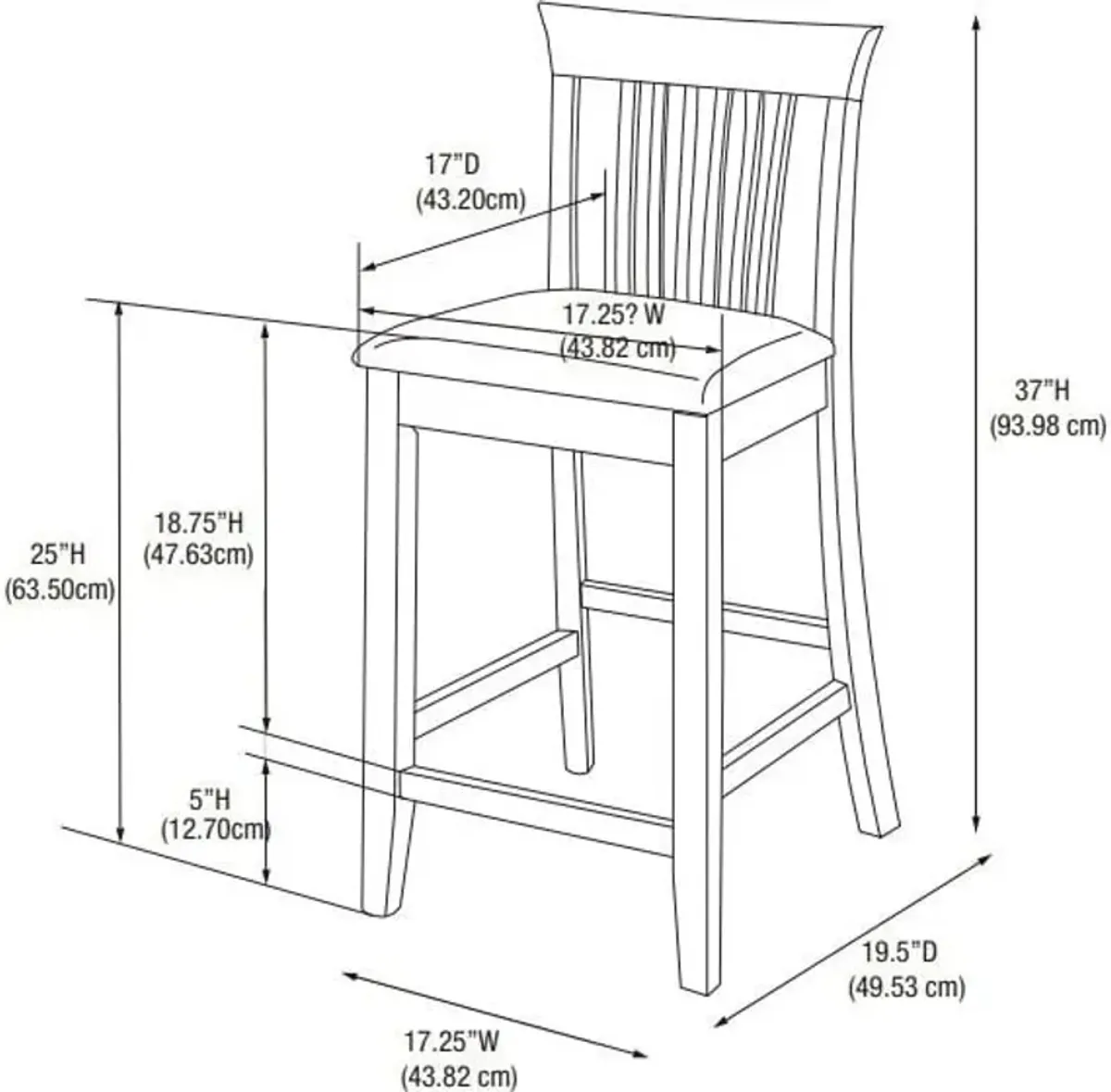 Damian Slat-Back Counter-Height Stool