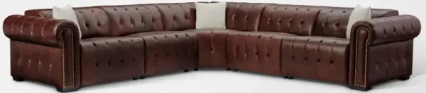 Windsor Park 5-Piece Dual-Power Reclining Sectional with 2 Reclining Seats - Brown
