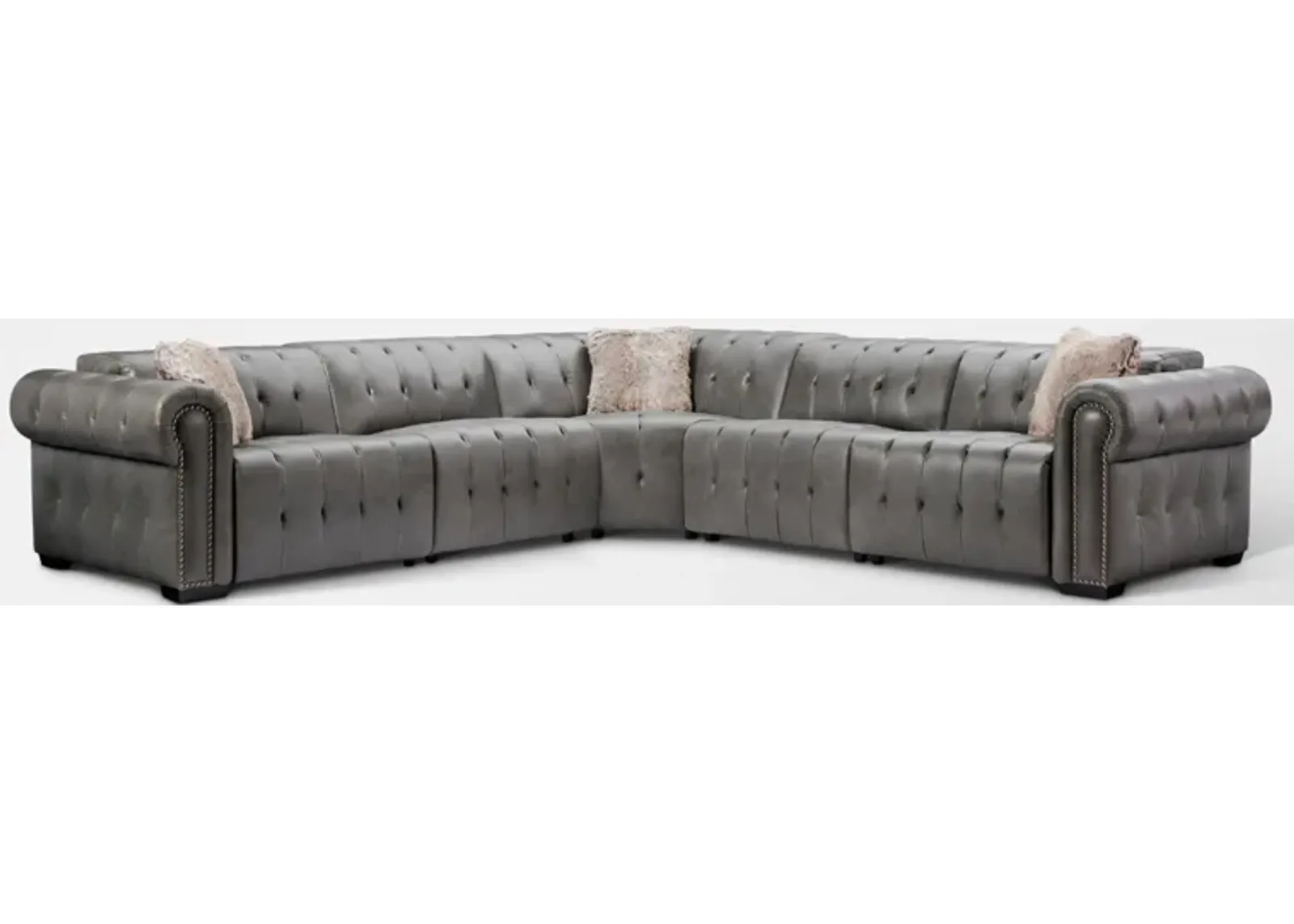 Windsor Park 5-Piece Dual-Power Reclining Sectional with 2 Reclining Seats - Gray