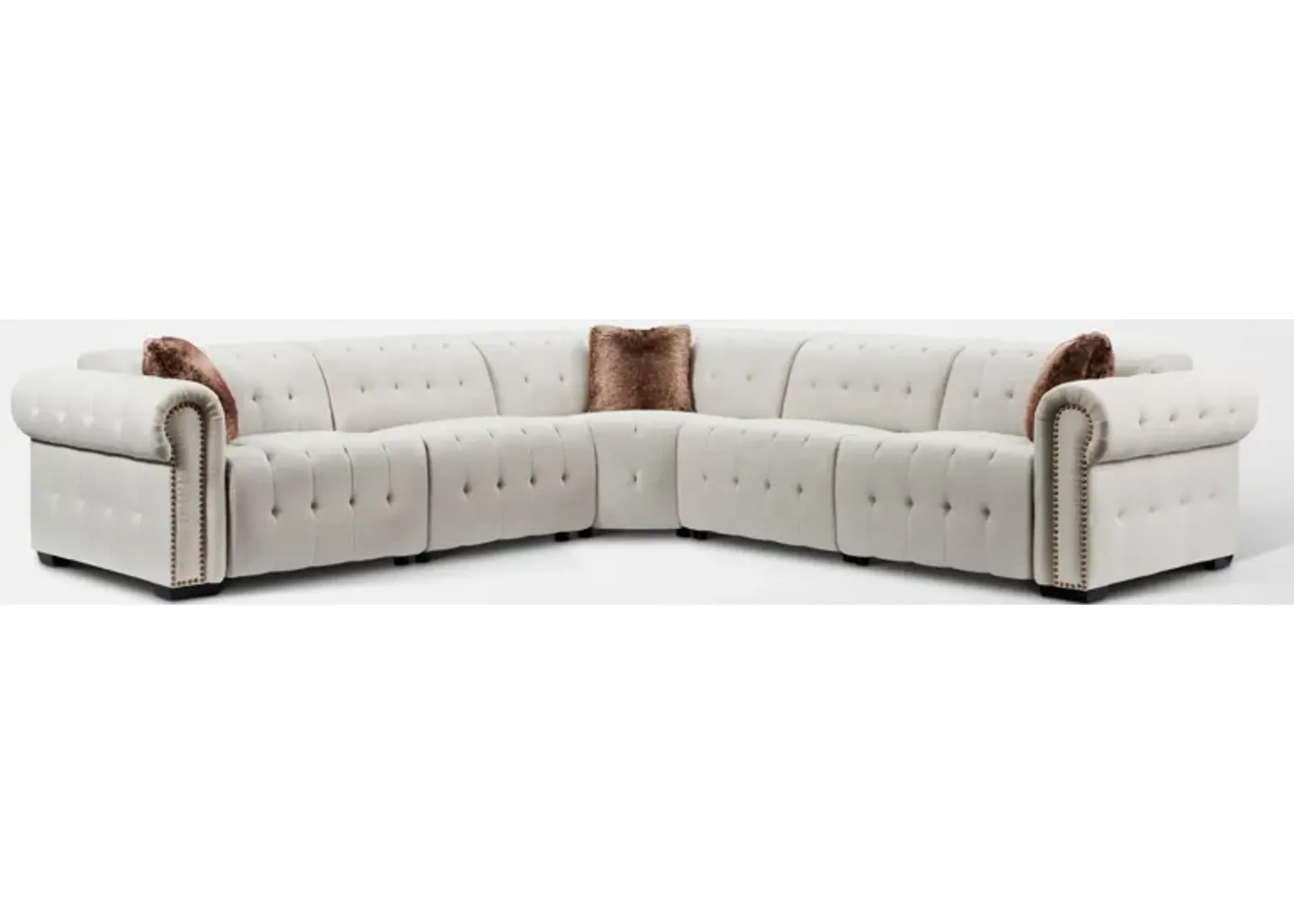 Windsor Park 5-Piece Dual-Power Reclining Sectional with 3 Reclining Seats - Ivory