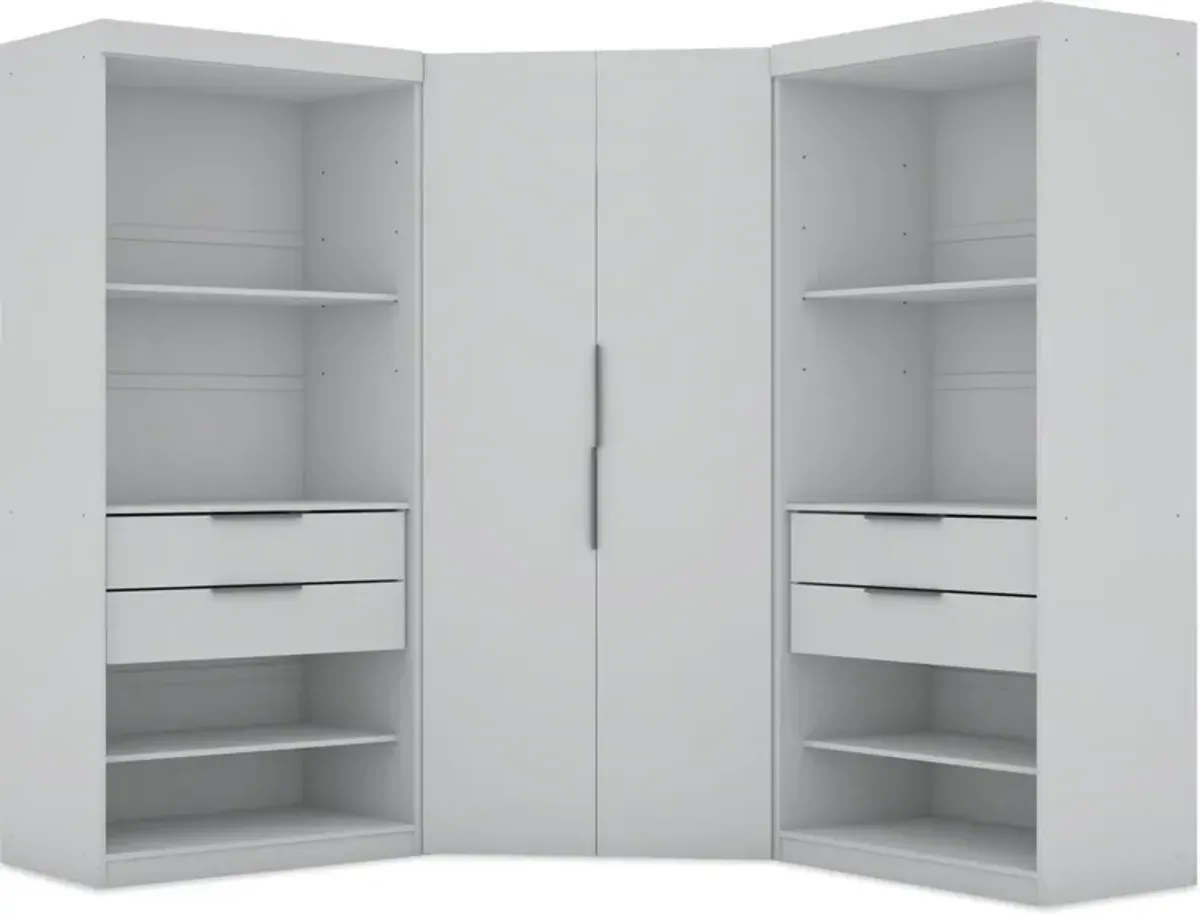 Cornell 3 Section Semi-Open Corner Closet - White