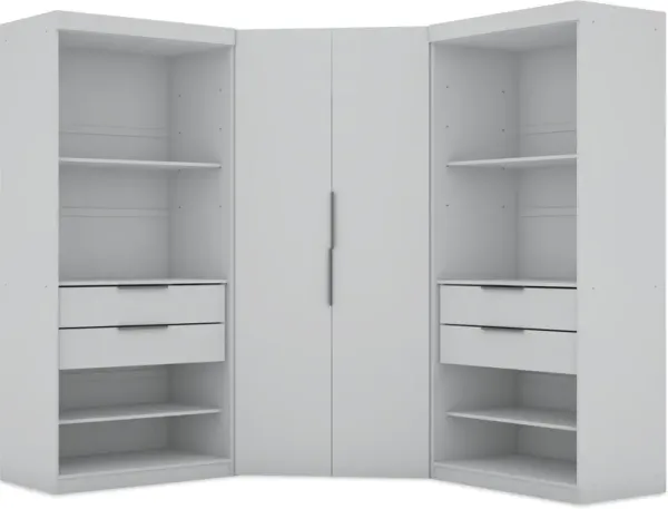 Cornell 3 Section Semi-Open Corner Closet - White