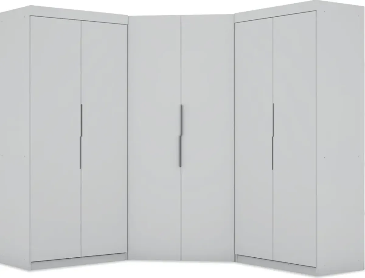 Cornell 3 Section Corner Closet - White