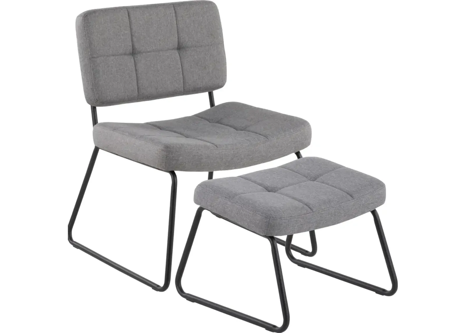 Chauncey Chair and Ottoman - Black/Gray