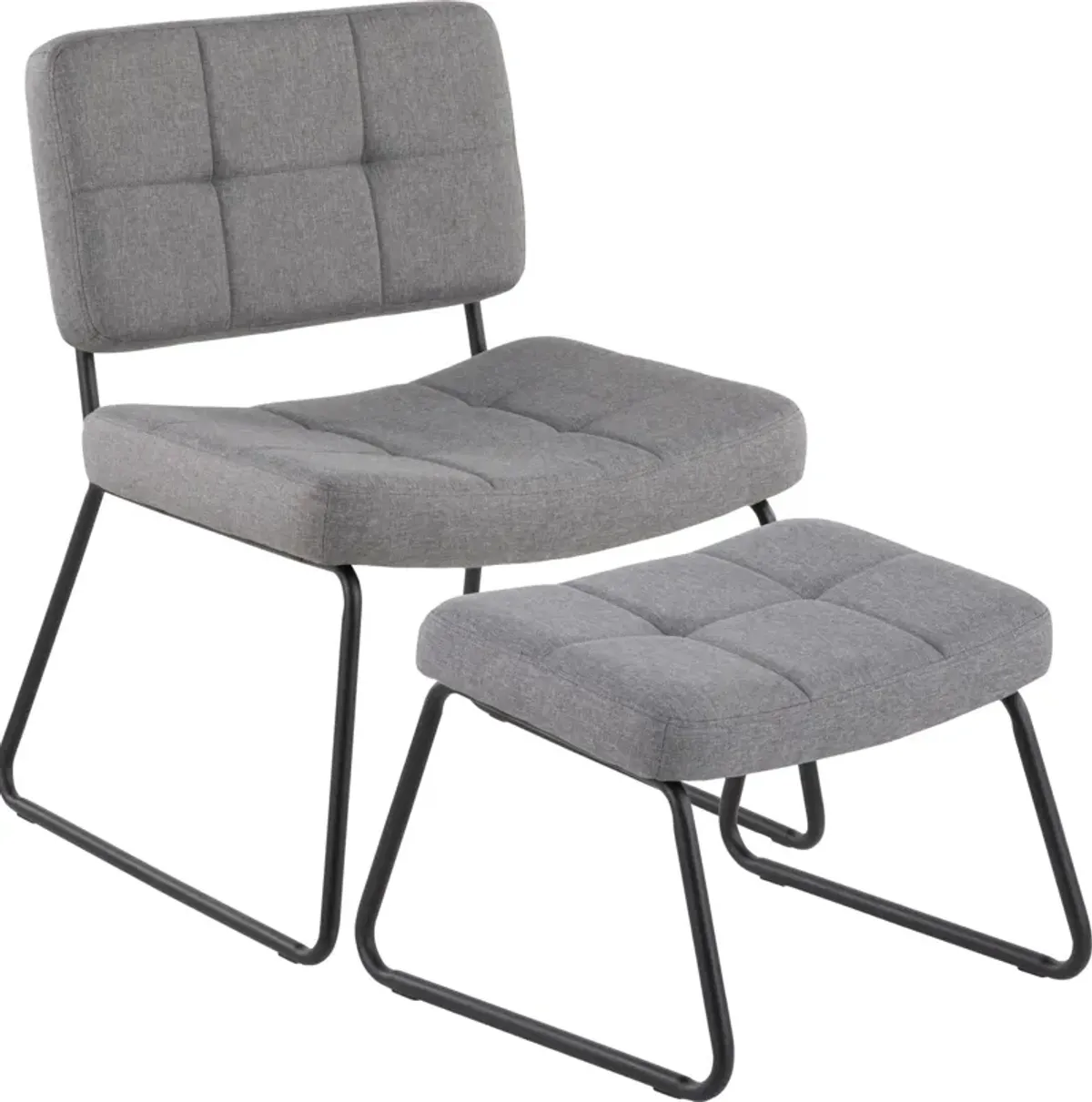 Chauncey Chair and Ottoman - Black/Gray