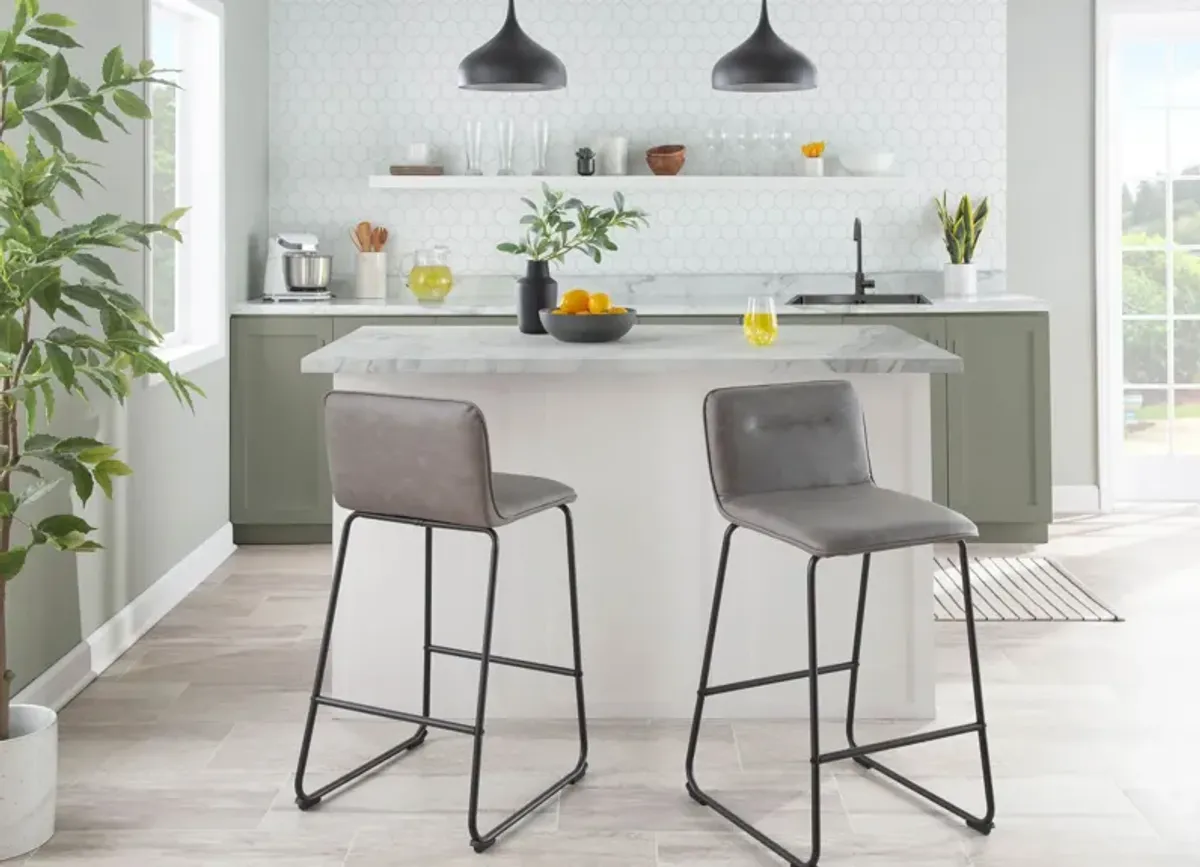 Santos Set of 2 Counter-Height Stools - Black/Gray