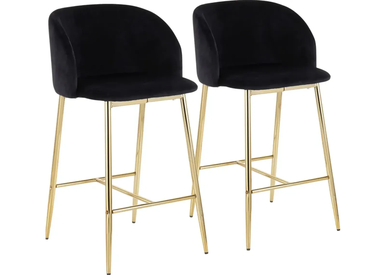 Hermione Set of 2 Counter-Height Stools - Gold/Black