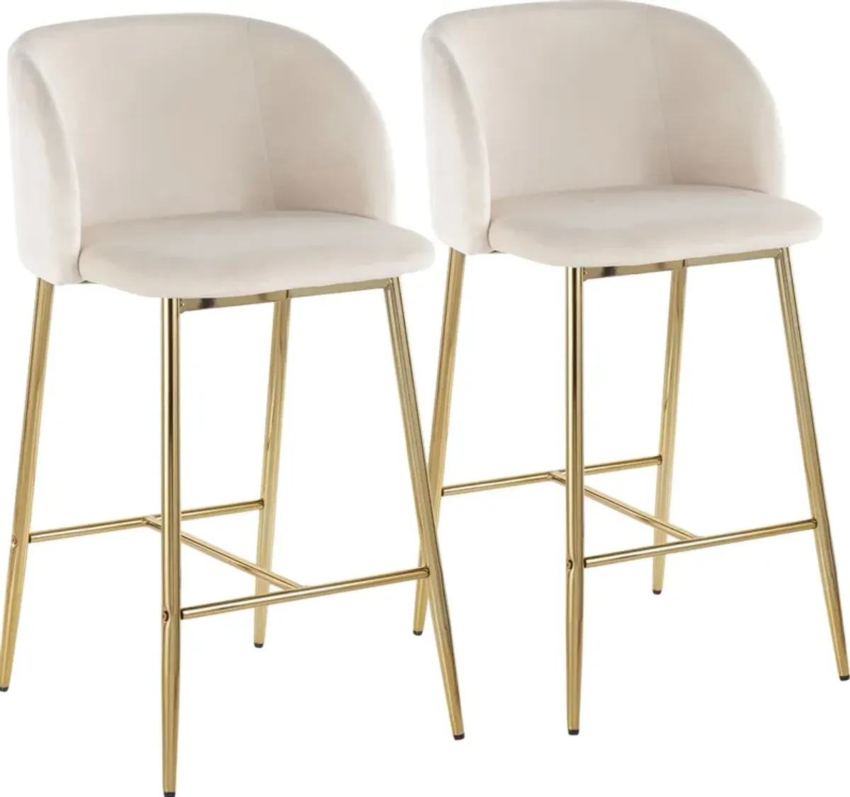 Hermione Set of 2 Counter-Height Stools - Gold/Cream