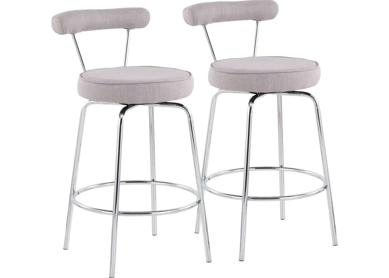 Marquis Set of 2 Counter-Height Stools - Chrome/Gray