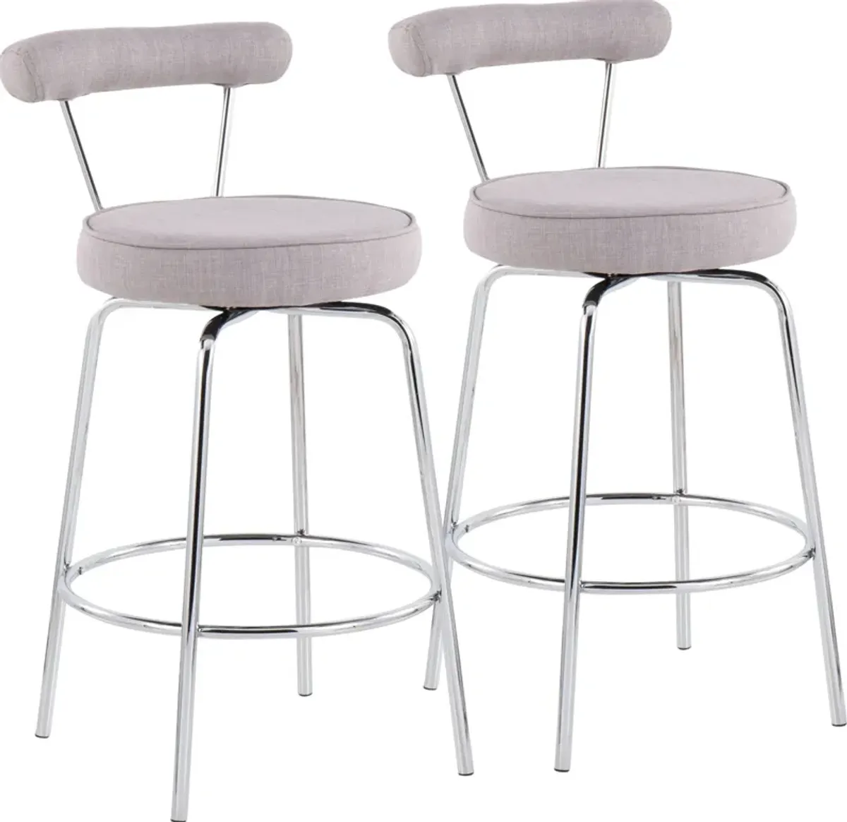 Marquis Set of 2 Counter-Height Stools - Chrome/Gray