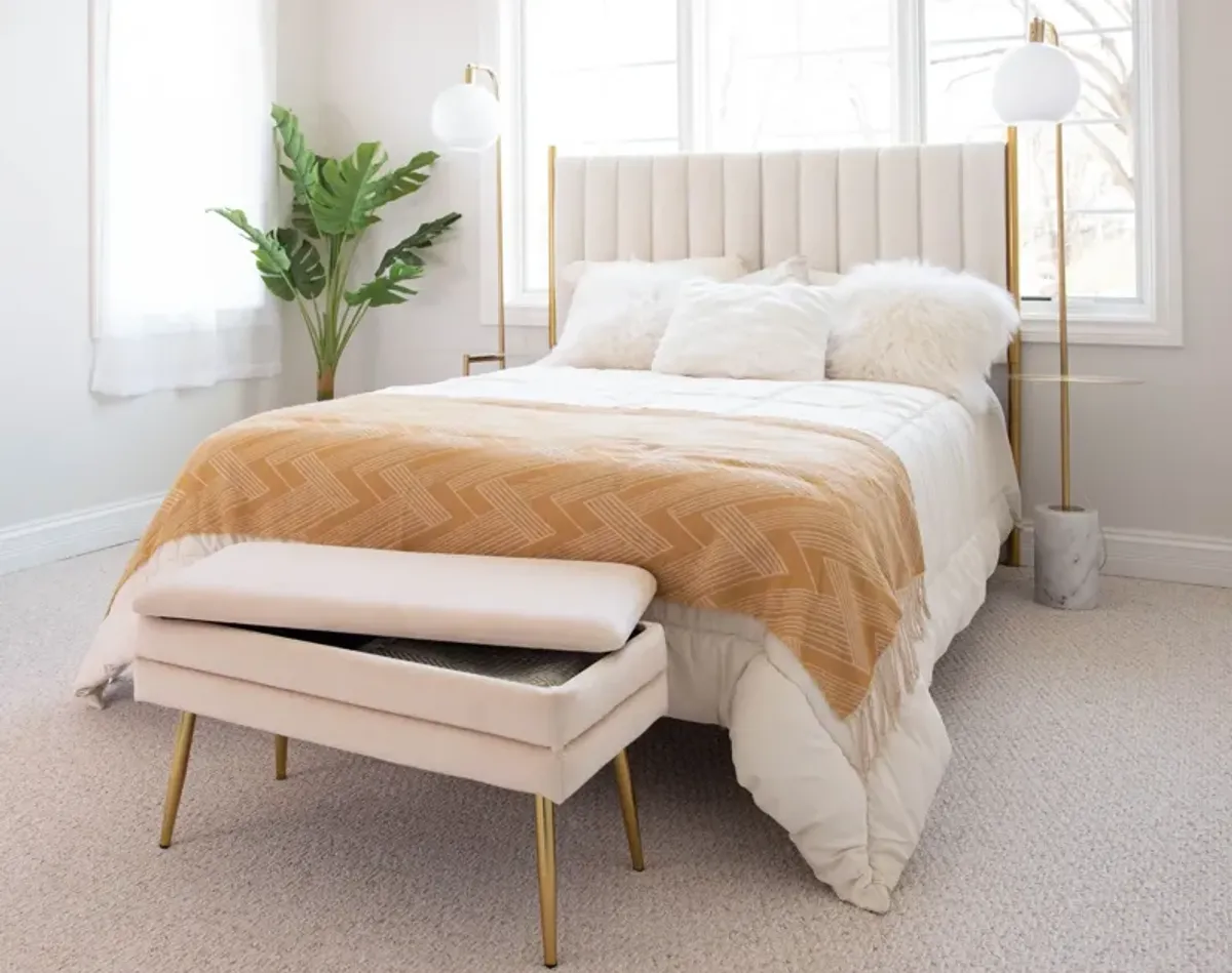 Alistair Storage Bench - Gold/Cream