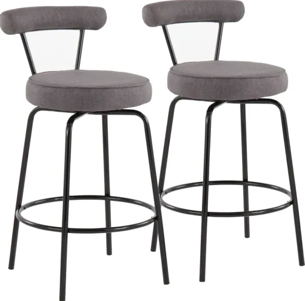 Marquis Set of 2 Counter-Height Stools - Black/Charcoal