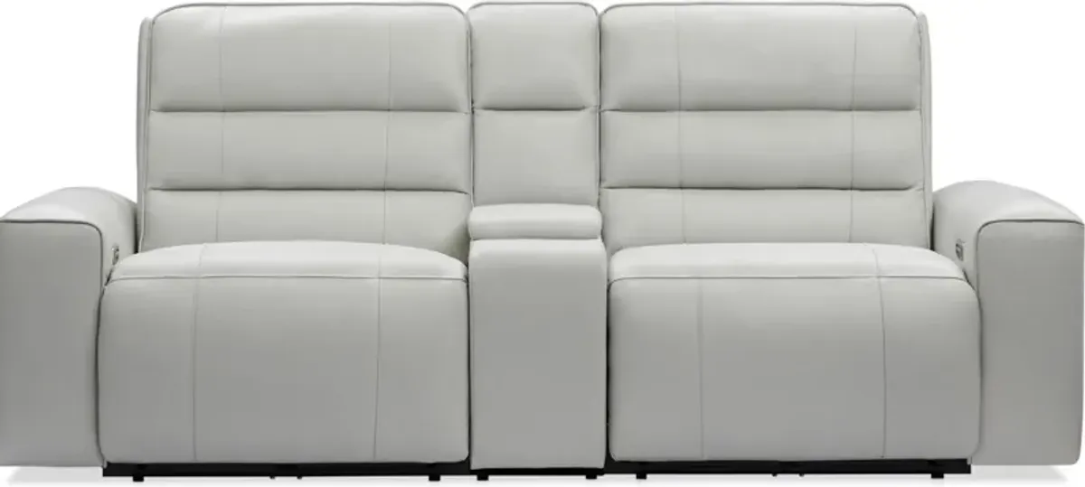 Hartley 3-Piece Dual-Power Reclining Sofa with Console - Light Gray