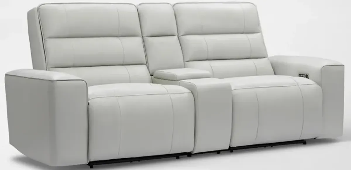 Hartley 3-Piece Dual-Power Reclining Sofa with Console - Light Gray