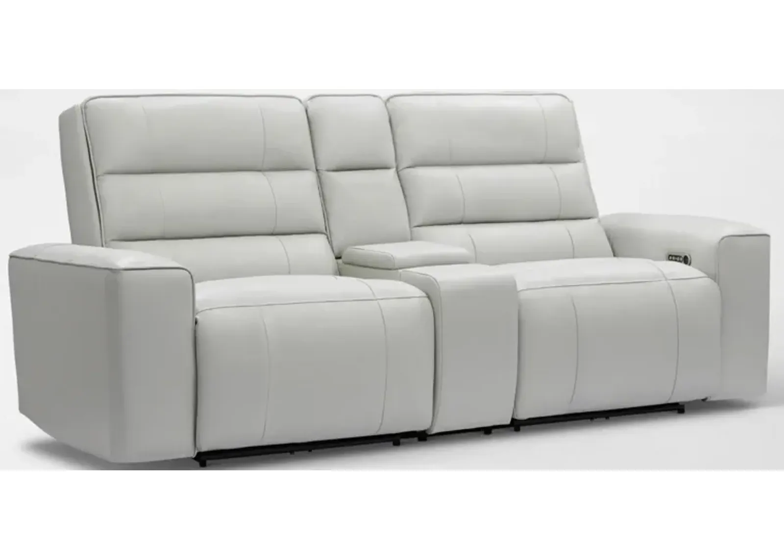 Hartley 3-Piece Dual-Power Reclining Sofa with Console - Light Gray