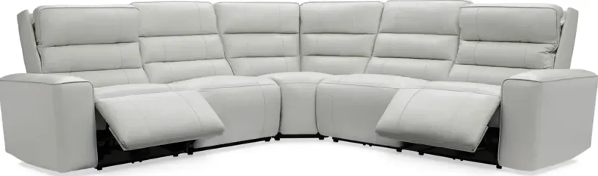 Hartley 5-Piece Dual-Power Reclining Sectional with 2 Reclining Seats - Light Gray