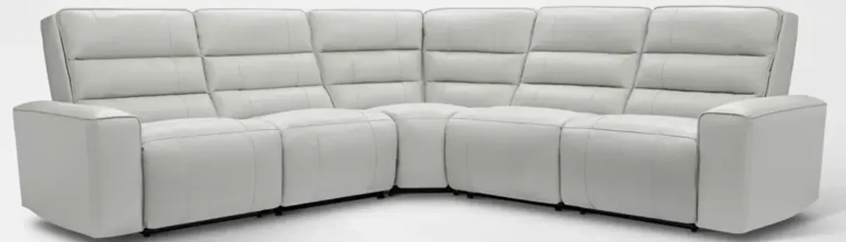 Hartley 5-Piece Dual-Power Reclining Sectional with 2 Reclining Seats - Light Gray