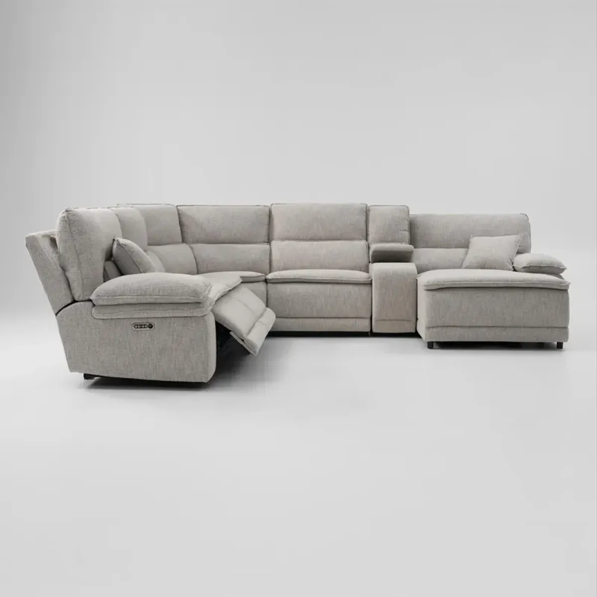 Brookdale 6-Piece Dual-Power Reclining Sectional with Right-Facing Chaise and 2 Reclining Seats