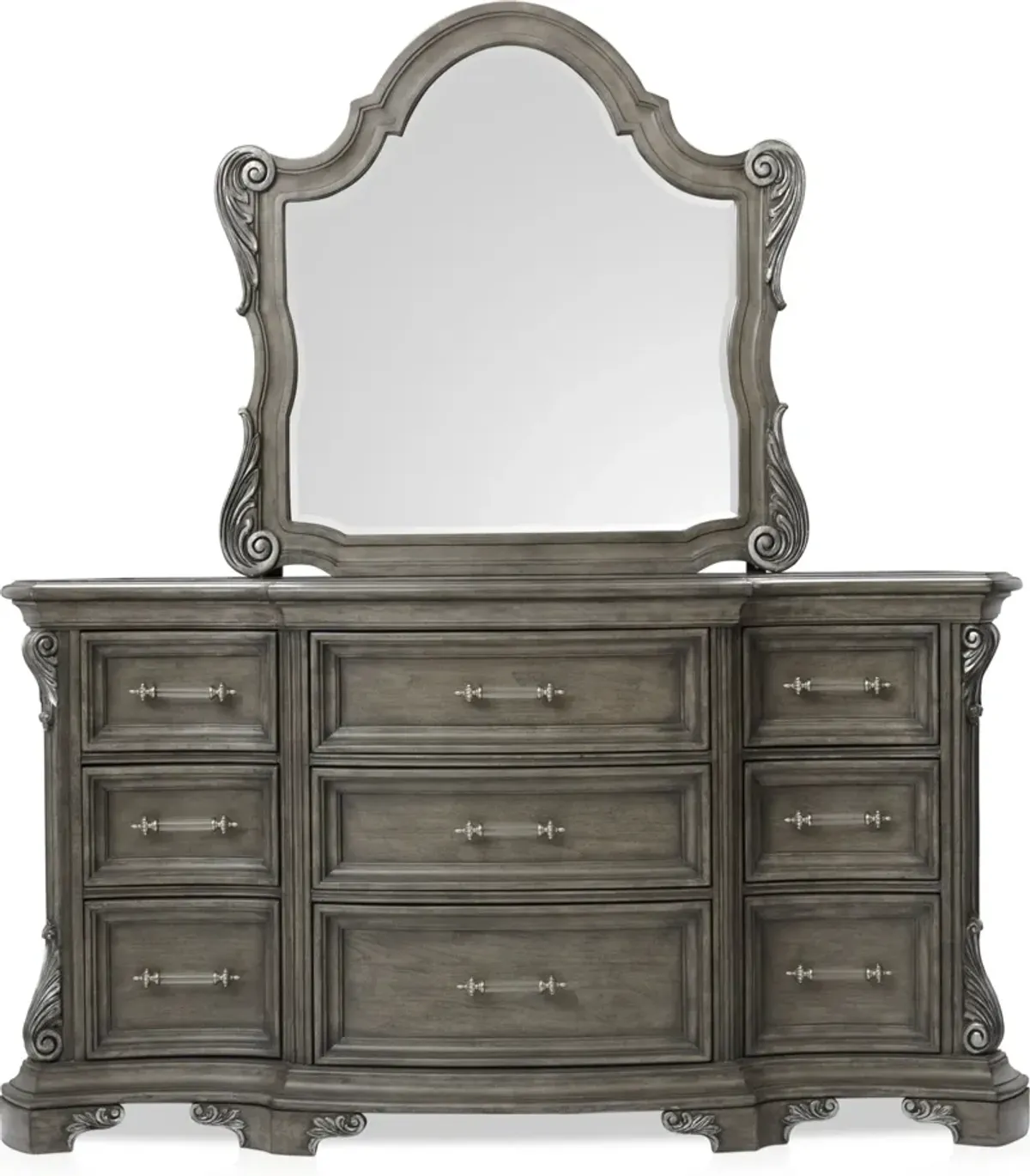 Vivian 6-Piece Queen Bedroom Set with Dresser, Nightstand, Dresser and Mirror