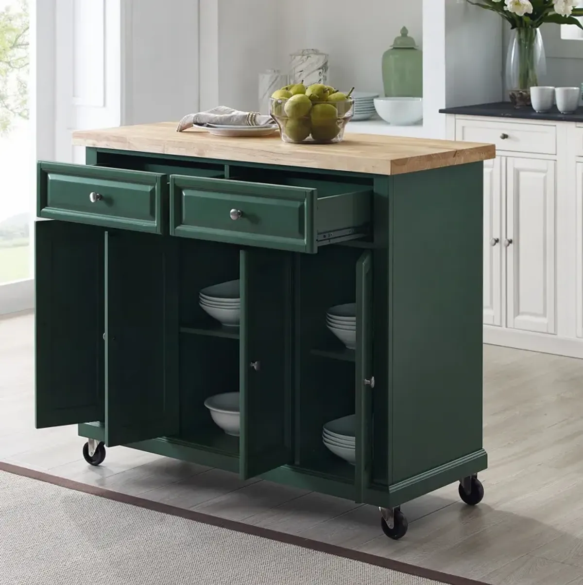 Wendy Kitchen Island - Green/Wood