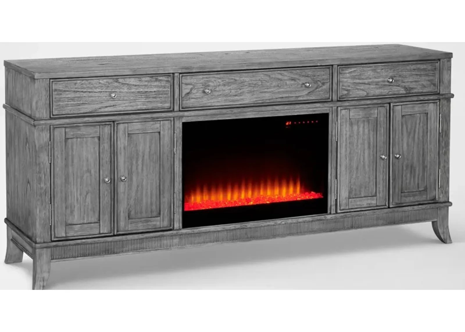 Hazel 74" TV Stand with Contemporary Fireplace - Gray