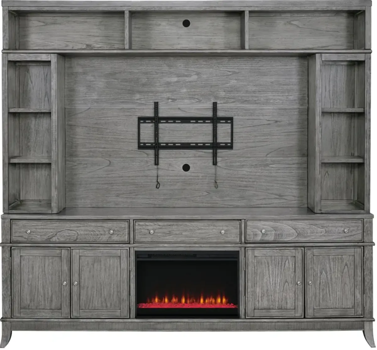 Hazel Entertainment Wall with Contemporary Fireplace - Gray