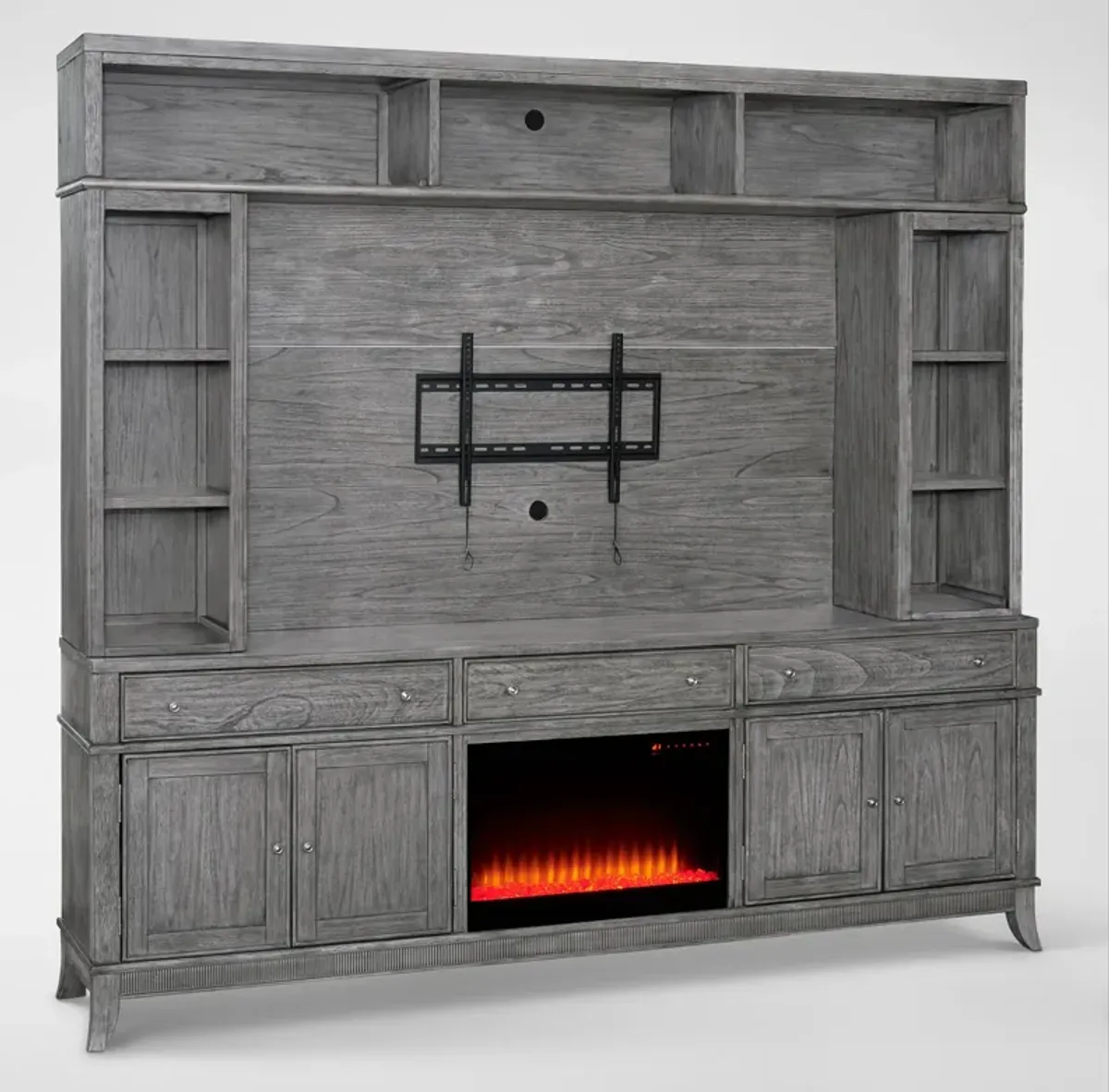 Hazel Entertainment Wall with Contemporary Fireplace - Gray