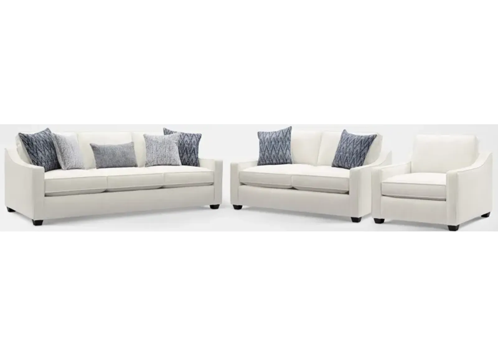 Callie Sofa, Loveseat and Chair - Ivory