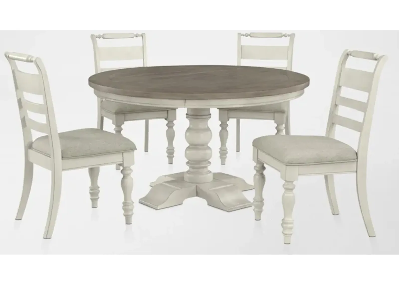 Vineyard Round Dining Table and 4 Dining Chairs - Ivory