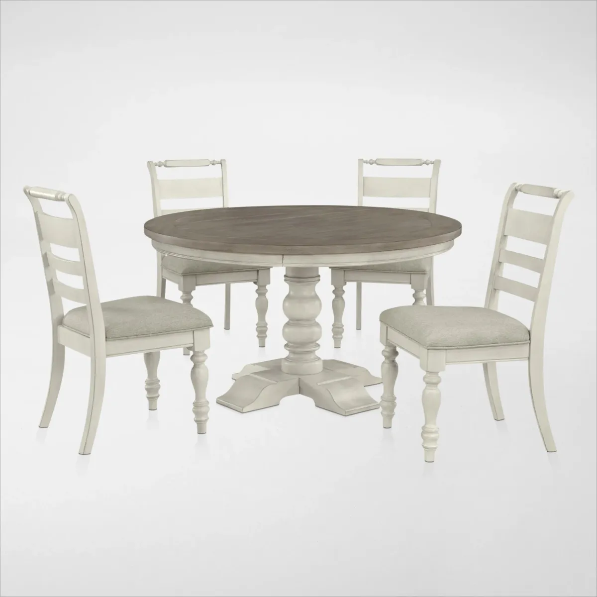 Vineyard Round Dining Table and 4 Dining Chairs - Ivory