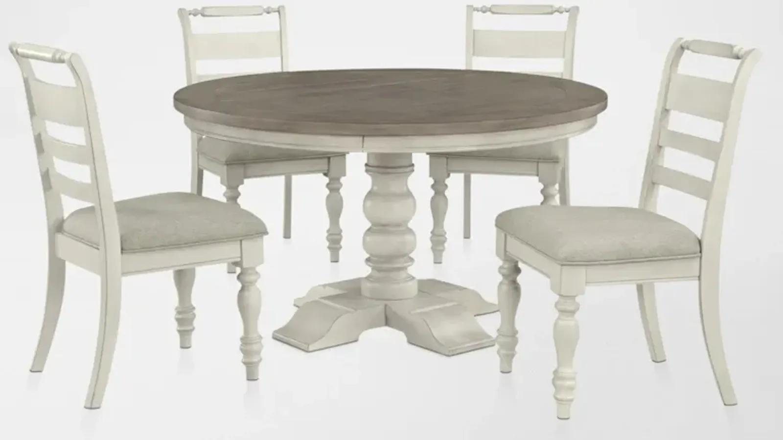 Vineyard Round Dining Table and 4 Dining Chairs - Ivory