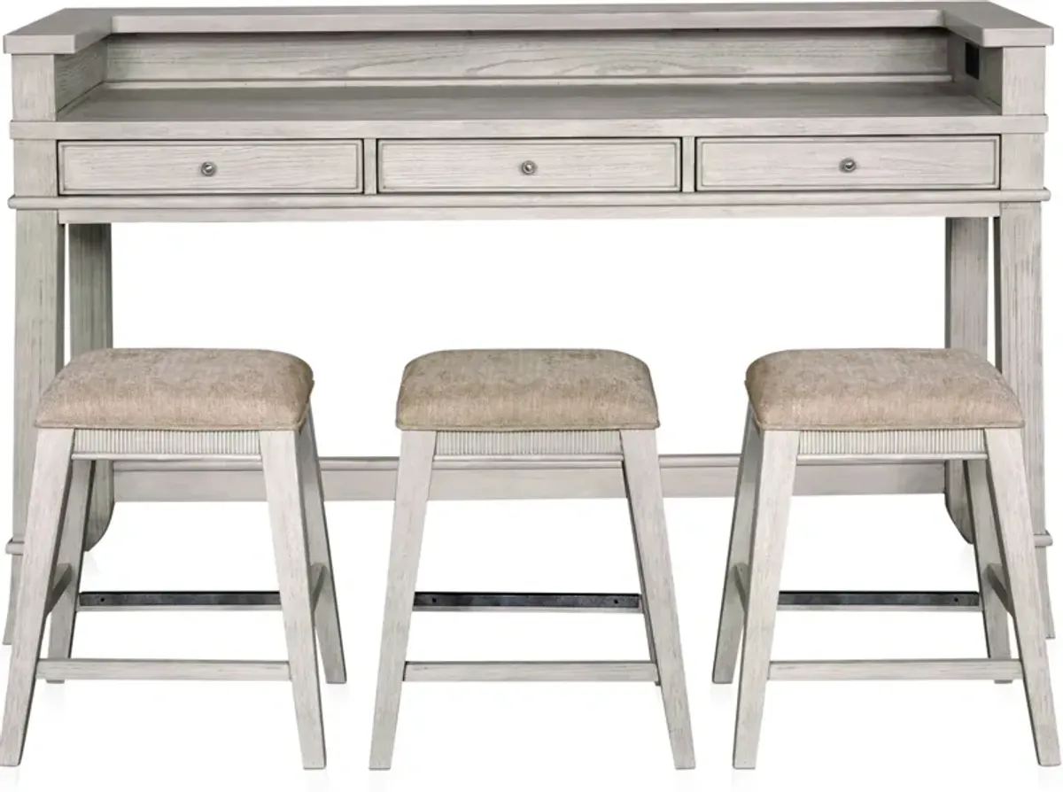 Hazel Gameday Console Table and 3 Stools - Water White