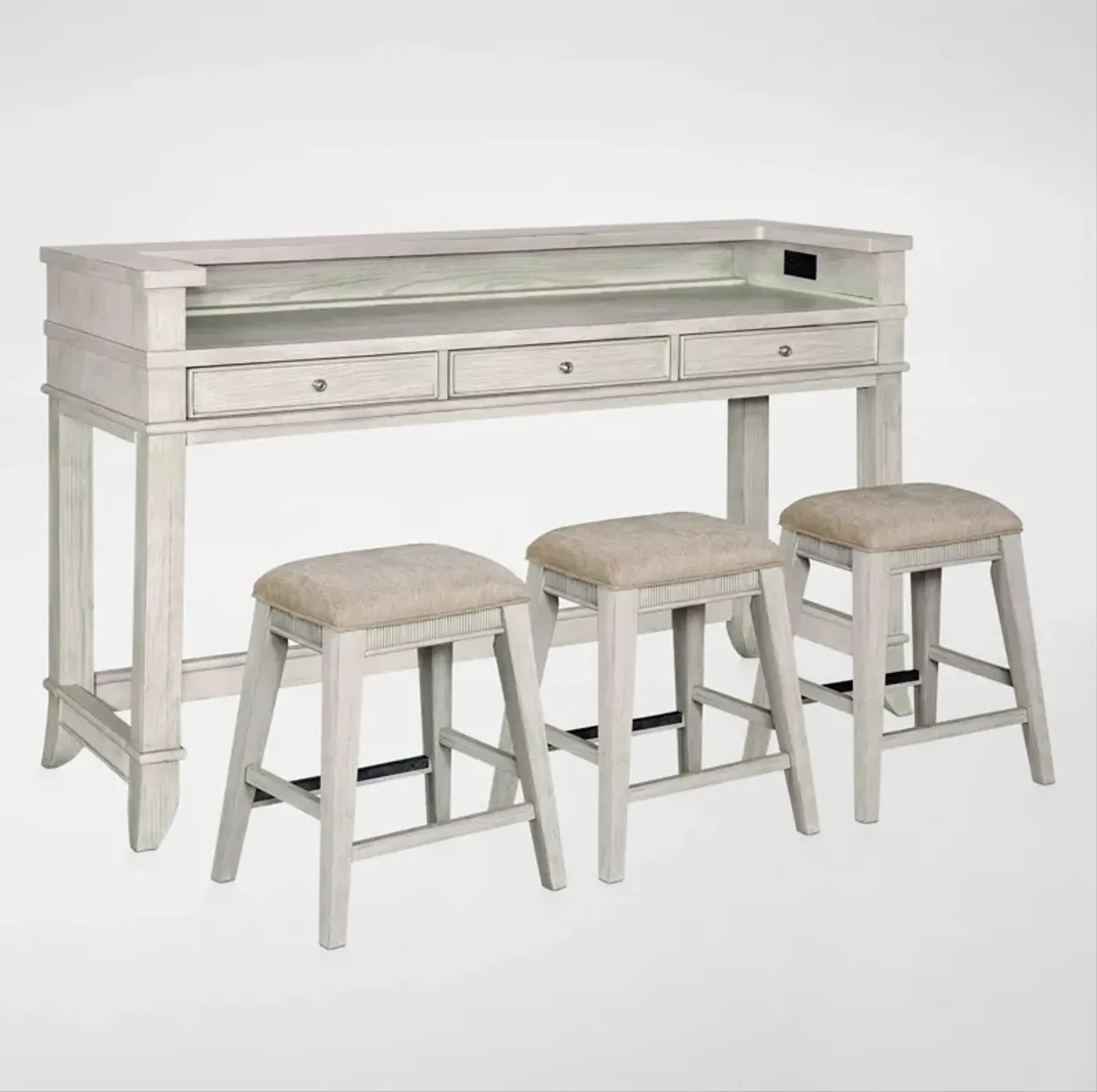 Hazel Gameday Console Table and 3 Stools - Water White