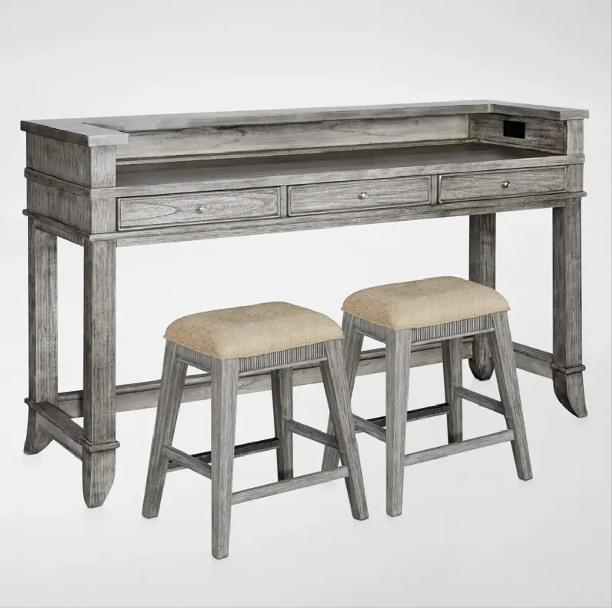 Hazel Gameday Console Table and 2 Stools - Gray