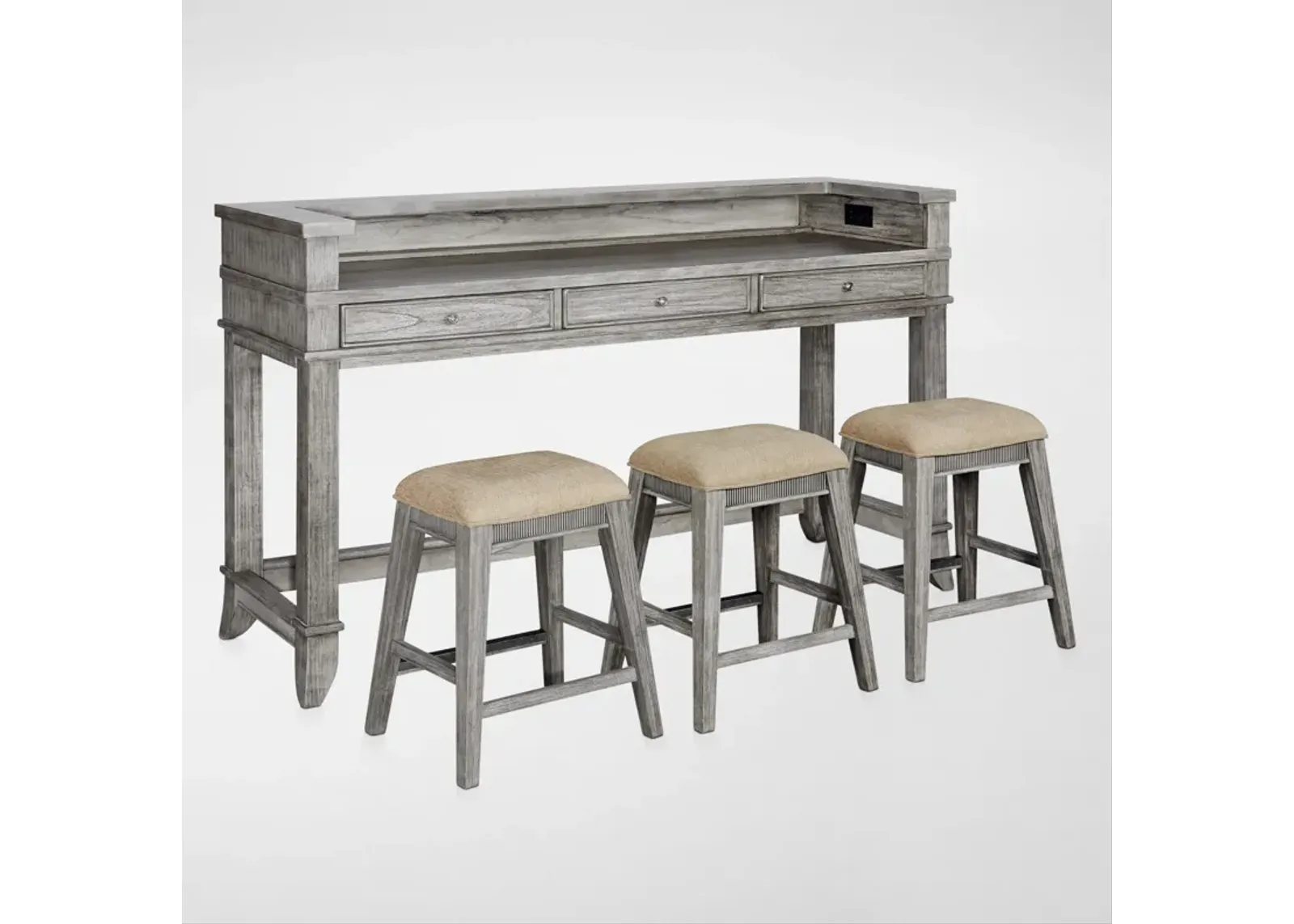 Hazel Gameday Console Table and 3 Stools - Gray