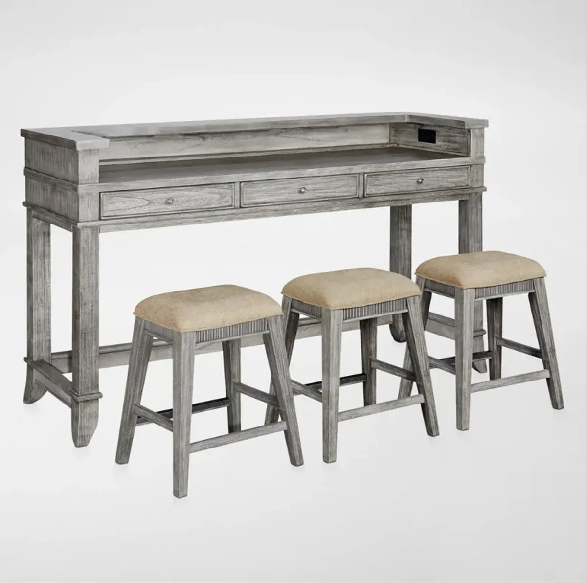 Hazel Gameday Console Table and 3 Stools - Gray