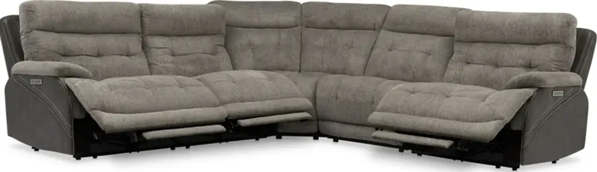 Beckett 5-Piece Dual-Power Reclining Sectional with 3 Reclining Seats - Gray